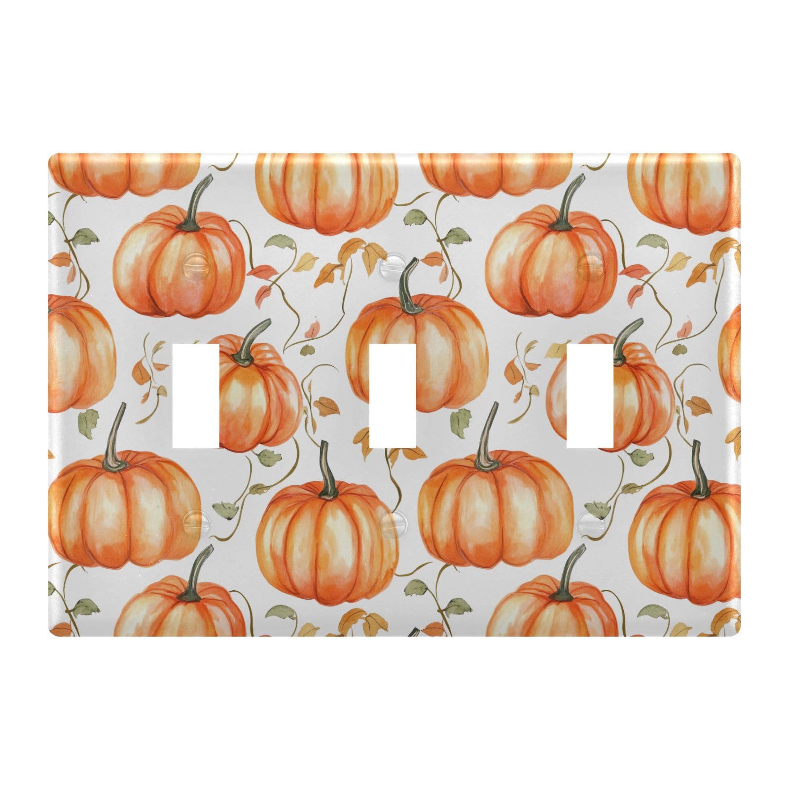 Light Switch Cover Fall Pumpkin Thanksgiving Autumn Wall Plates for Electrical Outlets 3 Gang 202b7195