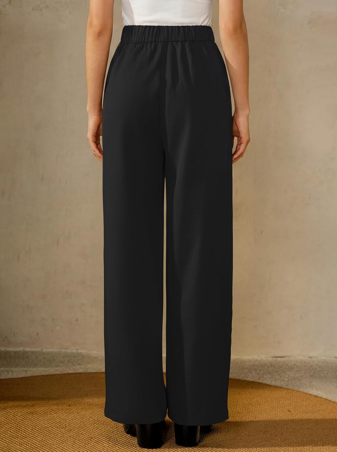 Arach&Cloz Women's Wrinkle-Free Pleated High Waisted Business Casual Wide Leg Dress Pants 2026