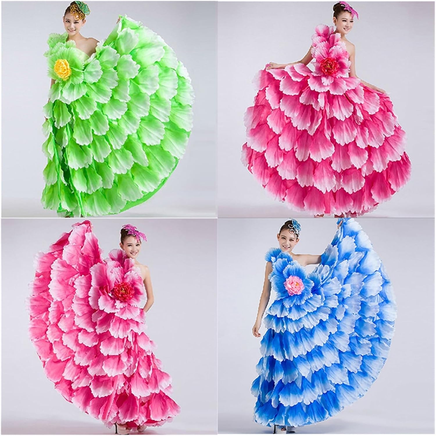 360 Large Opening Dance Dress Blooming Flowers Dance Performance Costumes Women Large Skirt Petal Skirt