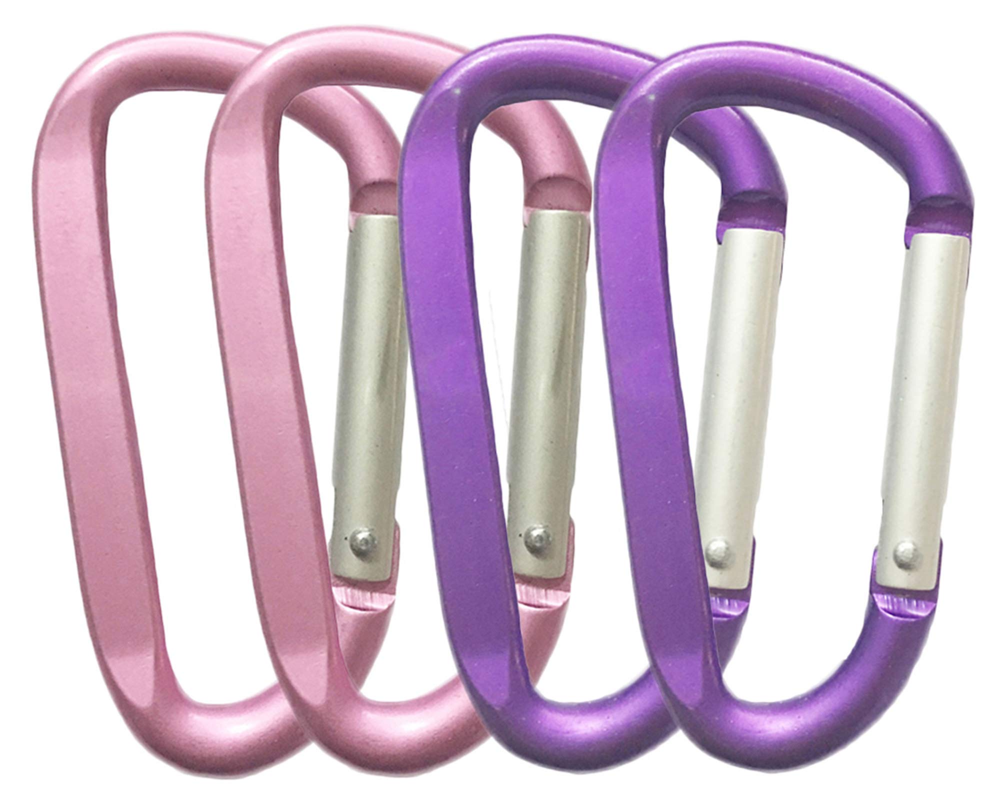 LESHIRY Large Carabiners Keychain 3" Aluminum D Shape Premium Durable D-Ring Carabiner Clip Hook Camping Accessories Snap Link Key Chain Durable Improved Design (4pcs(Pink+Purple)) โ image 1