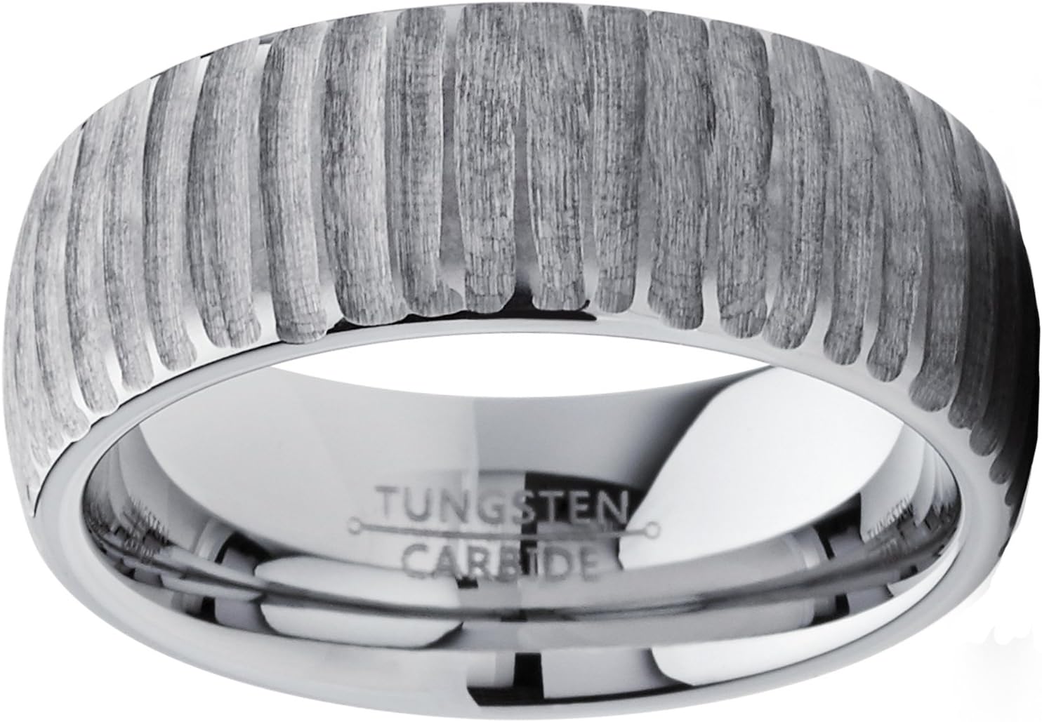 Metal Masters Men's Tungsten Carbide Dome Wedding Band Engagement Ring Chieseled Tree Bark Textured Design