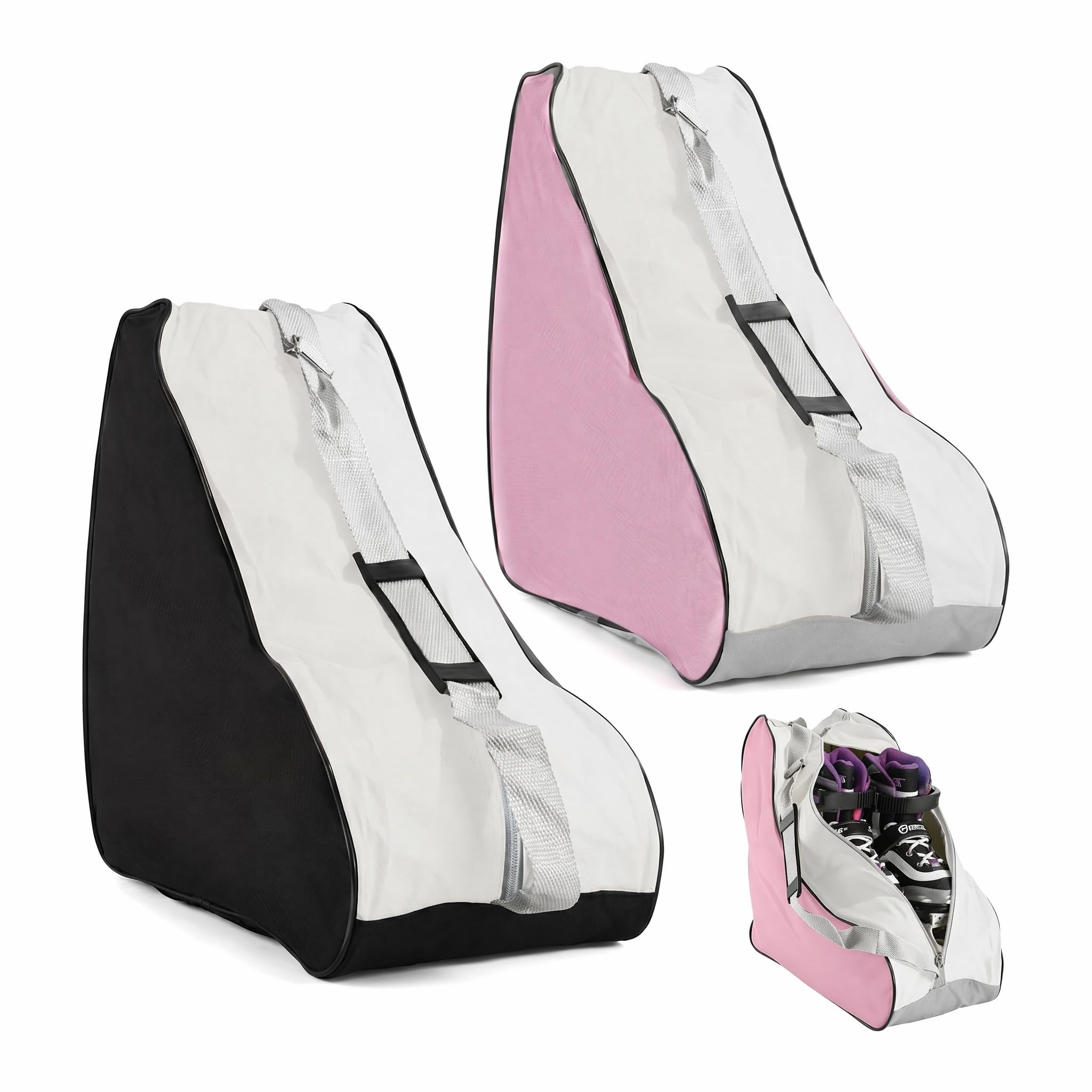 2 Pcs Roller Skate Bag, Adjustable Strap Multi-Pocket Storage Bag