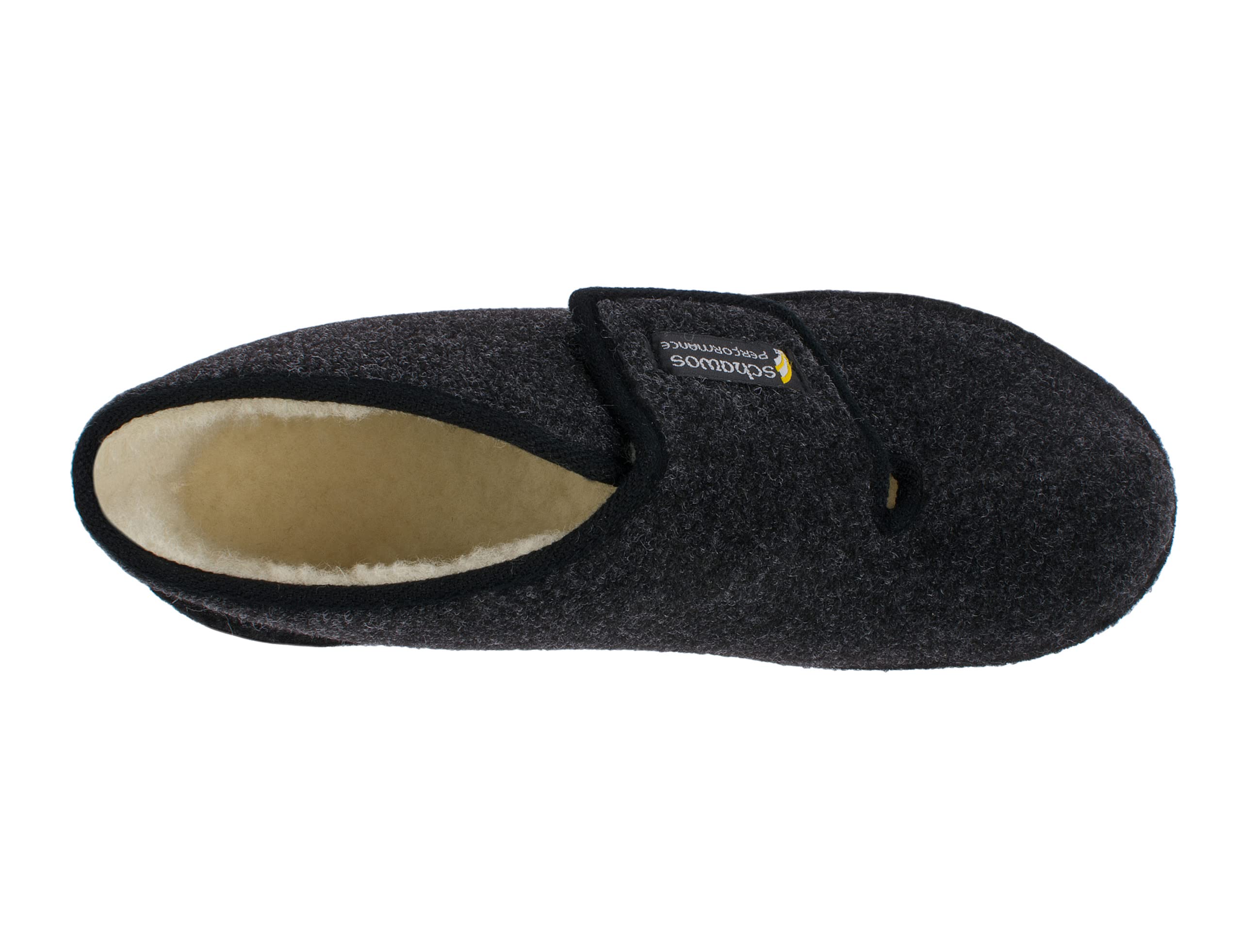 SCHAWOS Herren Gefütterter Filz Hausstiefel 6060, Warmer Winter Hausschuh Mit Schurwoll-Futter, Feste Rutschhemmende Sohle, Anatomisch Geformtes Fußbett, Großer Klettverschluss, Komfort Für Zuhause