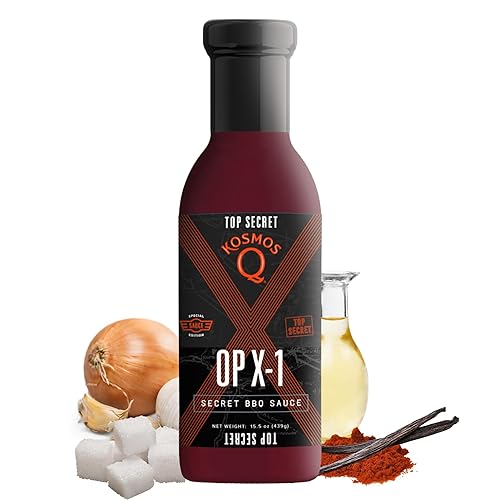 Kosmos Q OP X-1 Salsa Secreta de Barbacoa, Salsa de Barbacoa Ganadora de Premios para Costillas, Pollo, Pechuga, Cerdo y Más, Sabor Dulce y Ahumado