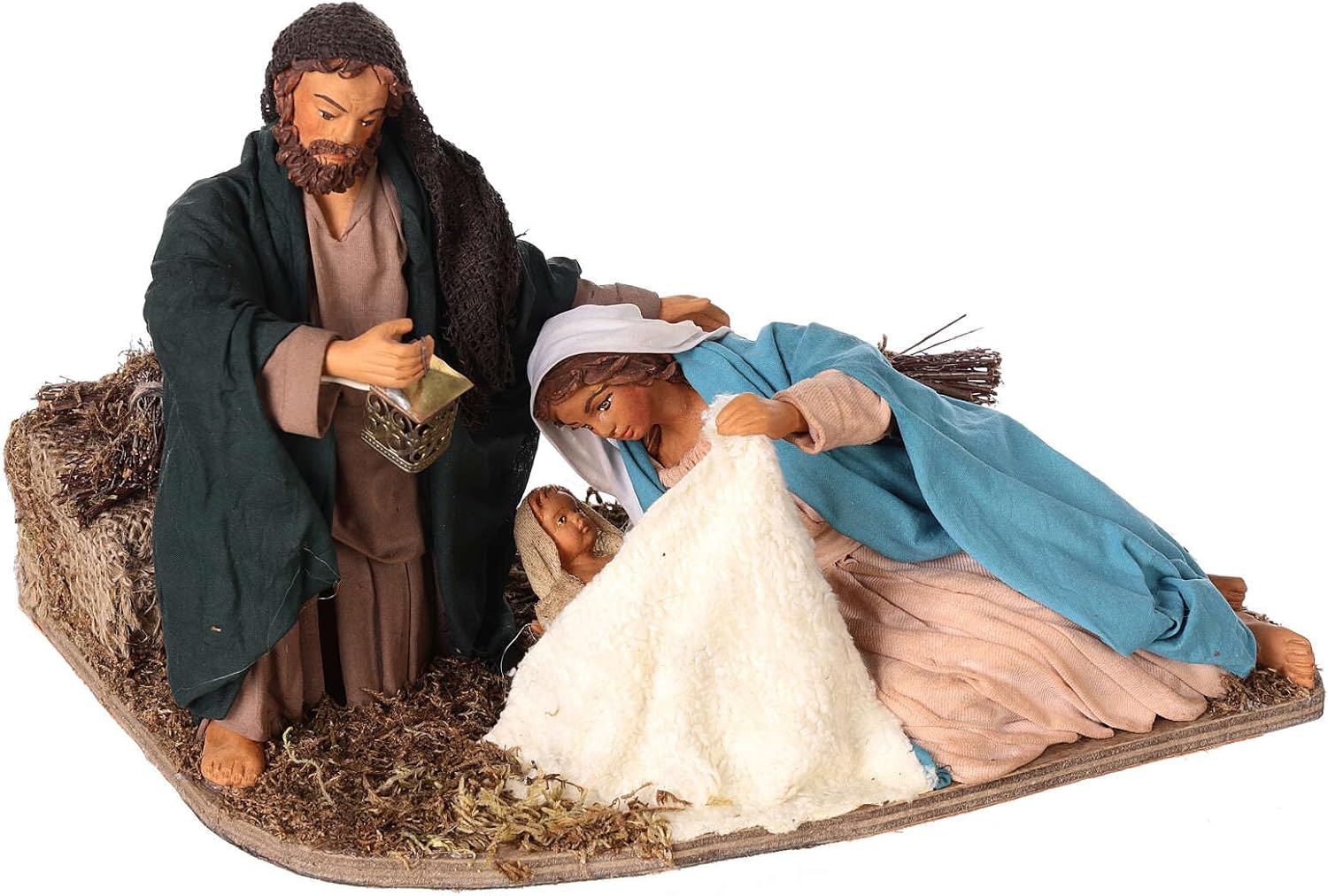 Animated Neapolitan Nativity Figurine Holy Family Lying Down 24cm