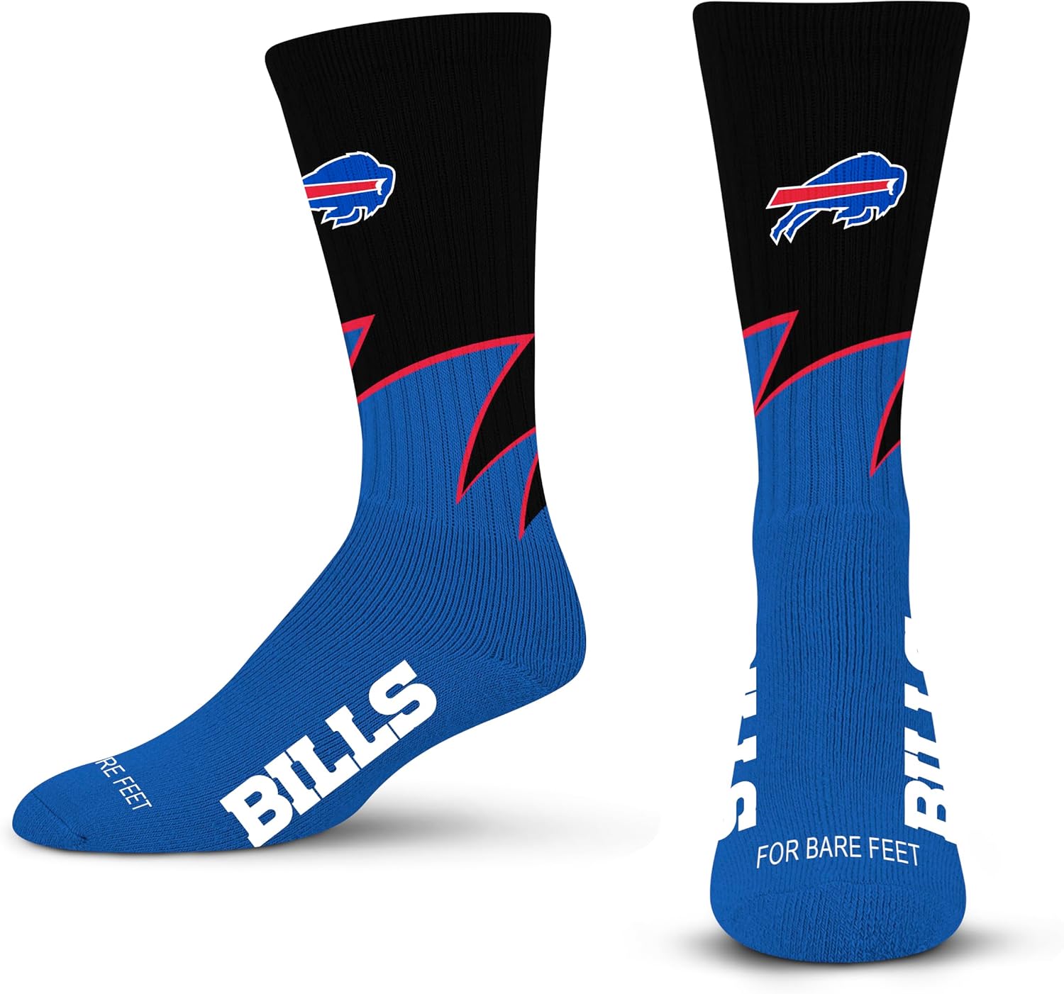 For Bare Feet NFL Unisex Kids Black Wave Crew Sock Nfl Youth