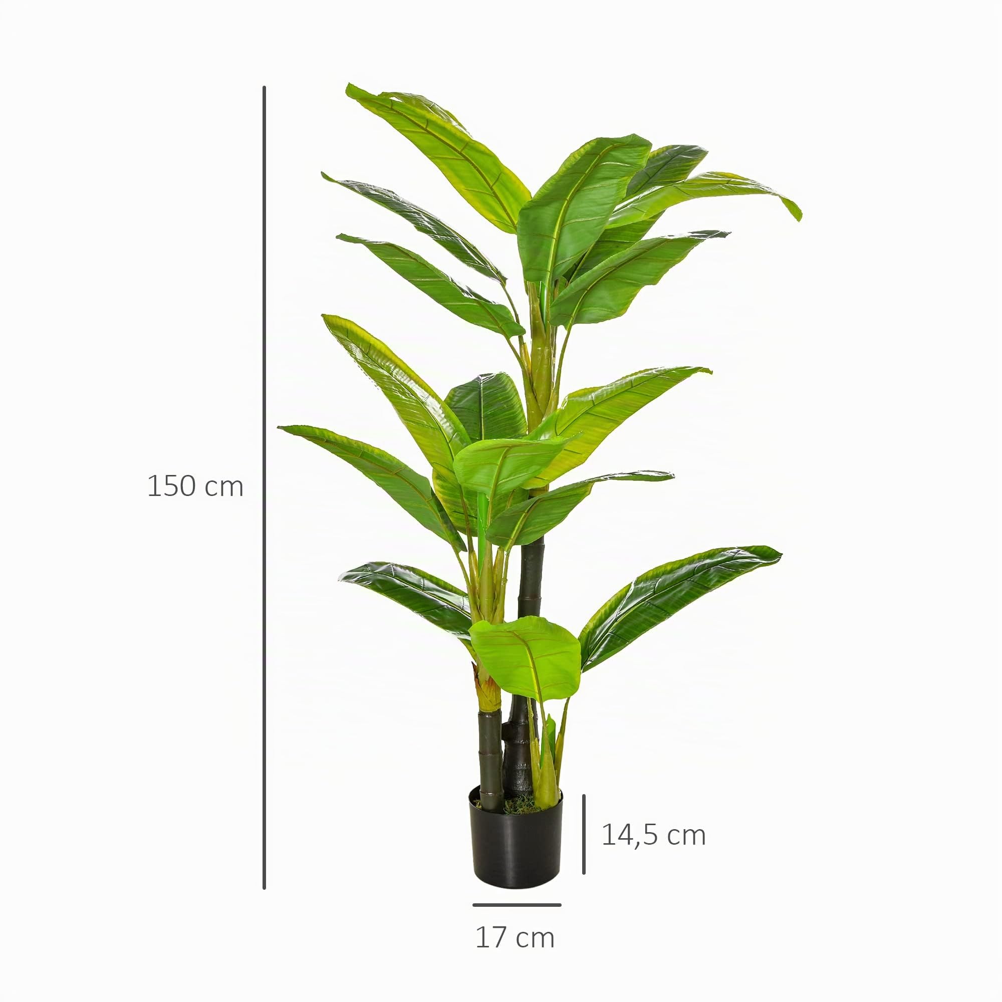HOMCOM 150cm Bananier artificiel en pot
