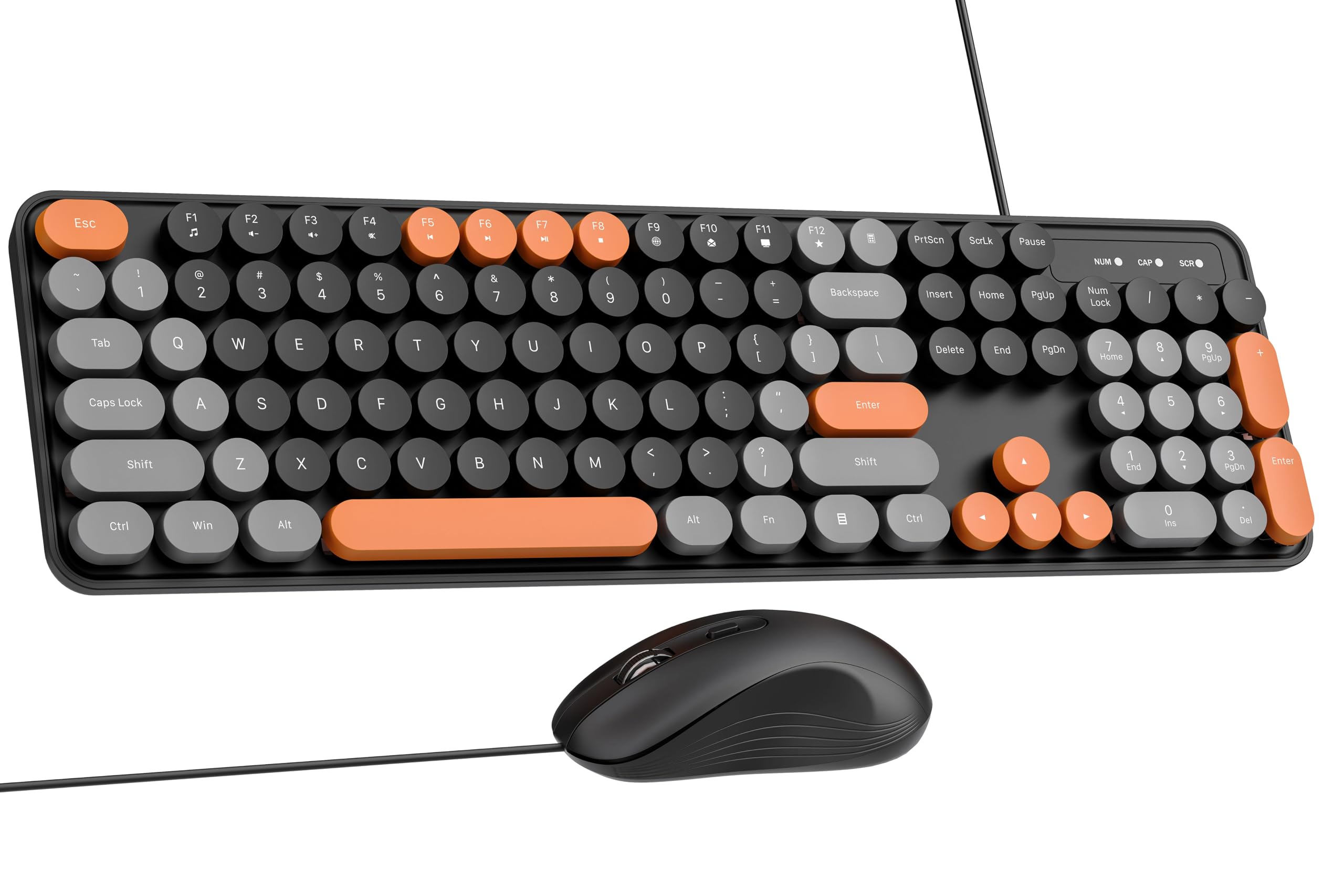 Dr Luxur Mysterio Wired Typewriter Style Keyboard and Mouse Combo, 104 Keys, 2.4 GHz, Colourful Round Keycaps, for Windows, Mac, PC, Laptop, Desktop (Black 1) (B0D9GZYXKY) Amazon Price History, Amazon Price Tracker