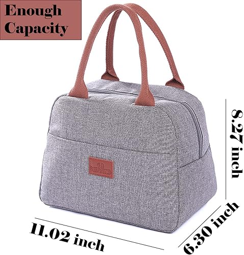 Miniatura 8 de YFJQTZX Bolsa de almuerzo para mujeres, hombres y adultos, reutilizable, para el trabajo, picnic o viajes (color gris)