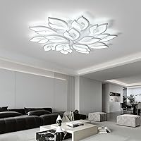Vista 3 de JAYMP Lámpara de techo en forma de flor de 39.4 pulgadas, regulable, moderna, con control remoto, lámpara de iluminación LED para sala de estar, 5