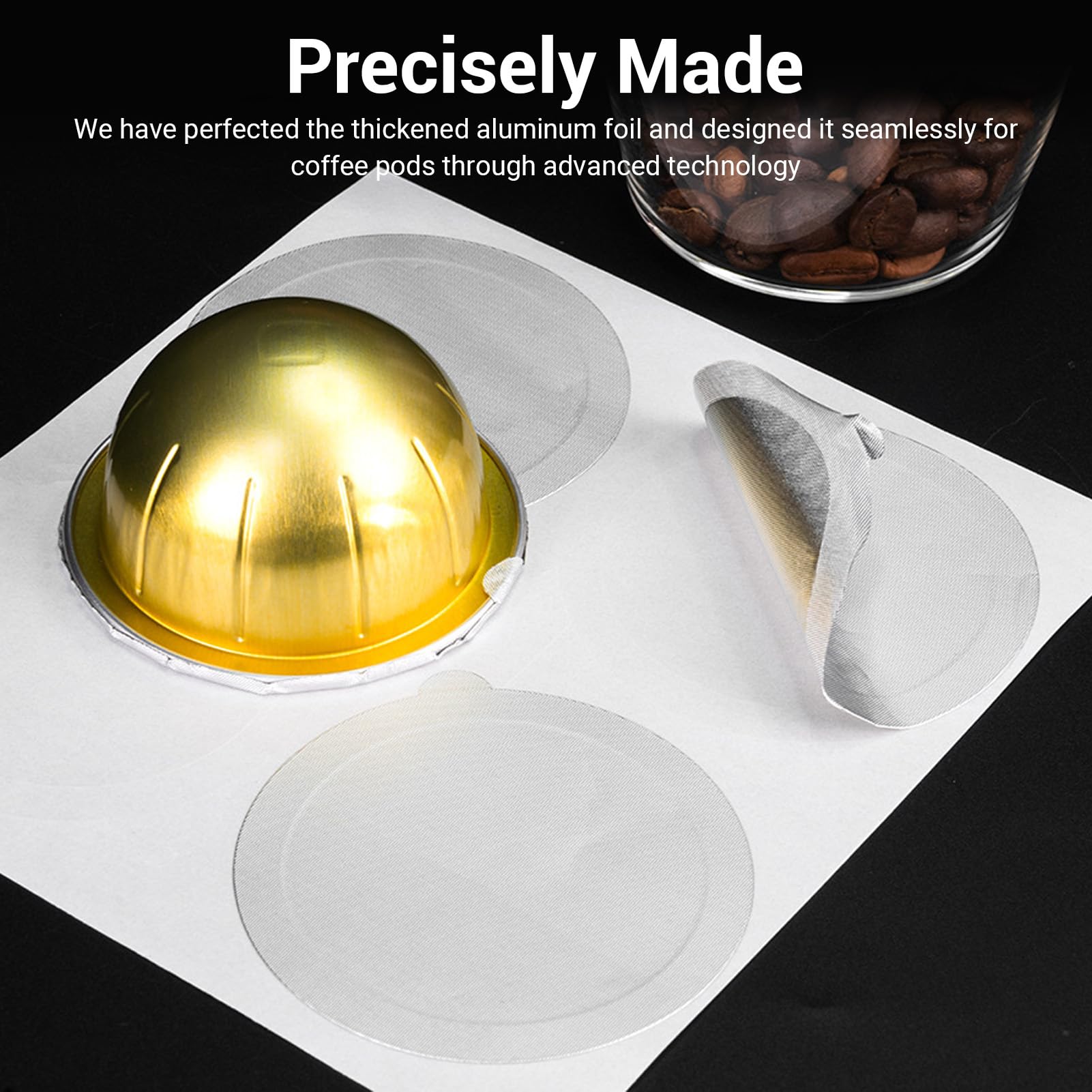 Jiawu Tapa de Aluminio de100 PCS, Calcomanías, Cápsulas de café, Calcomanías de Aluminio para Reutilizar las Cápsulas de Espressos (100MM)