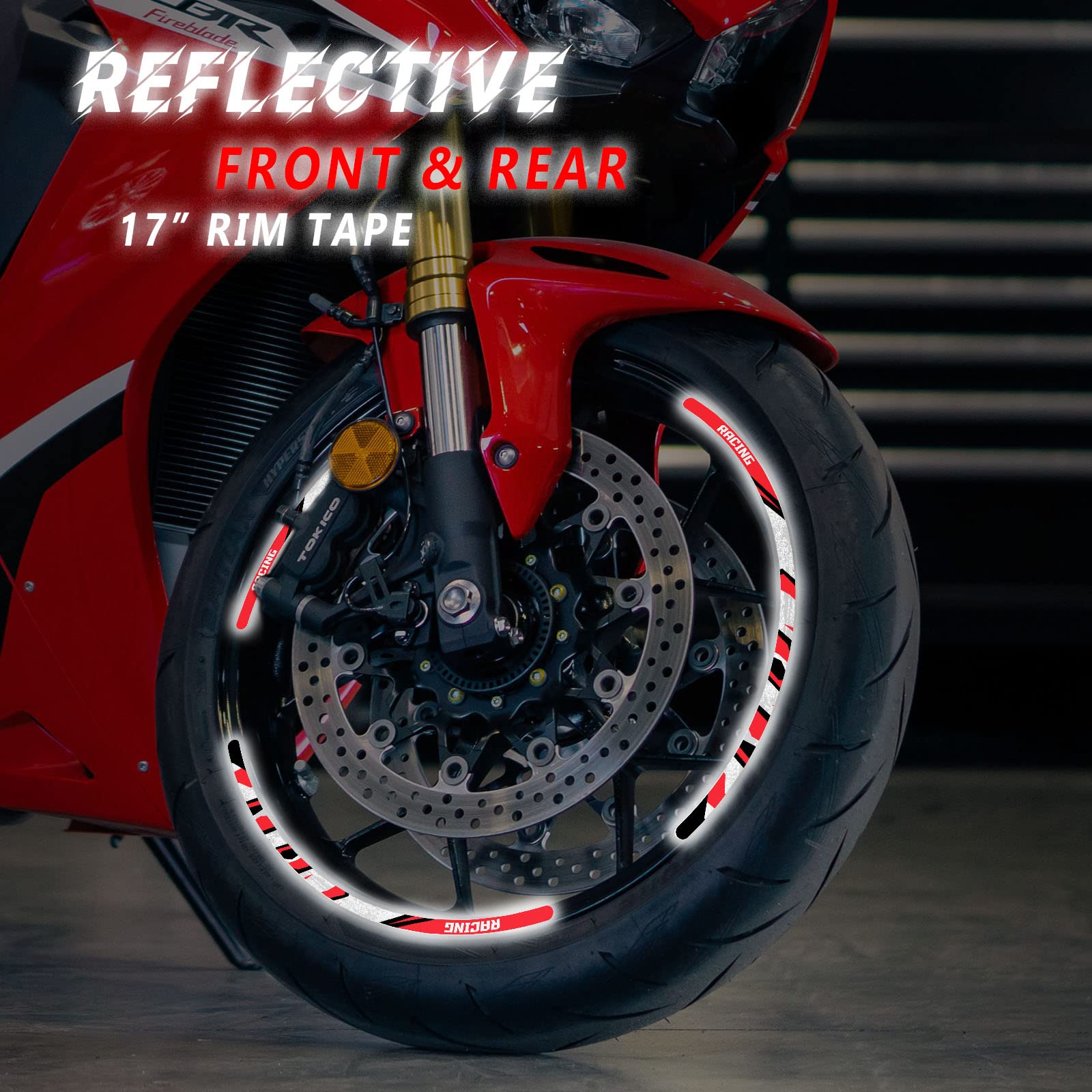 Amazon.com: MC MOTOPARTS Red Reflective Wheel Rim Stickers