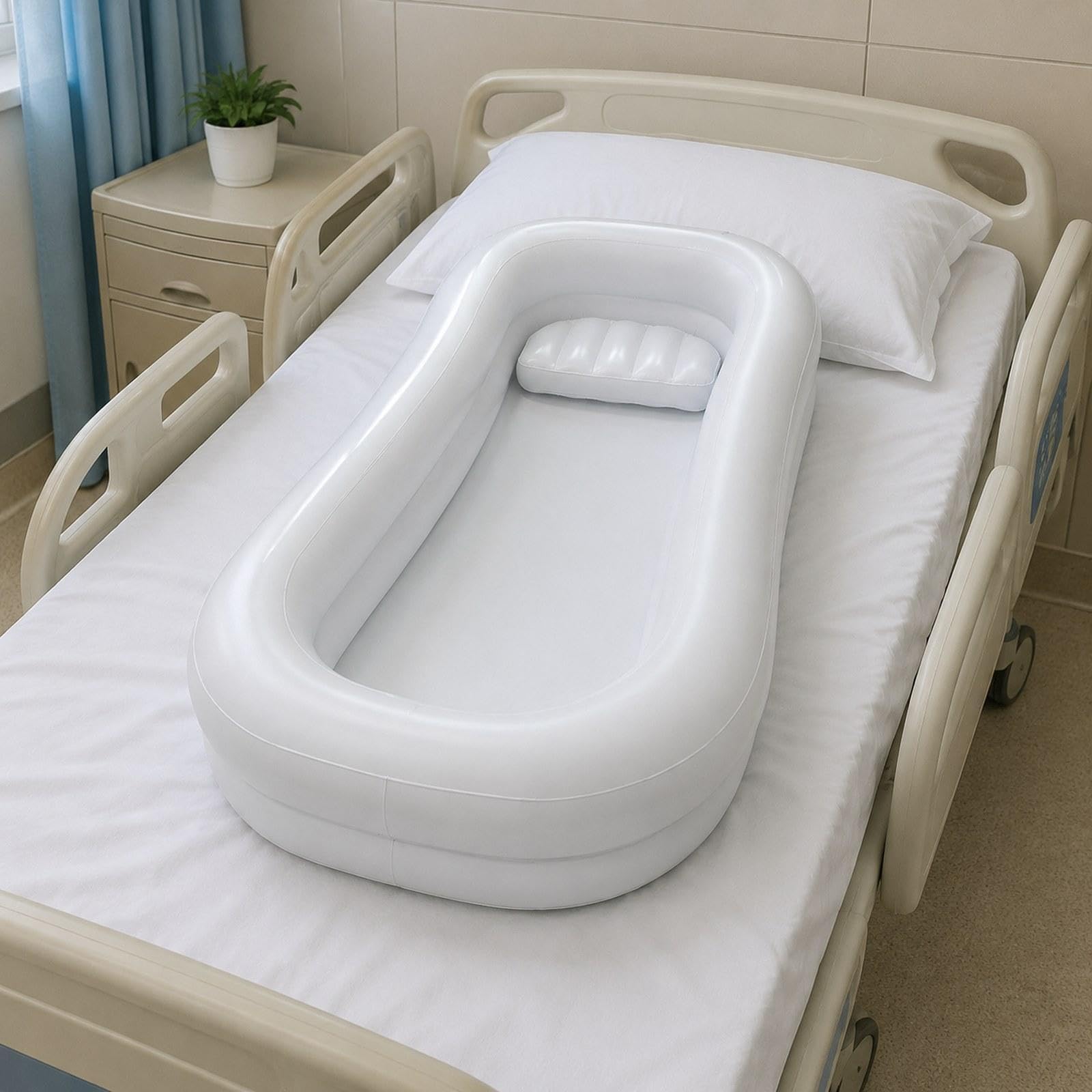 Colcolo Bañera inflable, cama, suministros baño, cómoda bañera PVC para el hogar, inflado y desinflado rápido, ergonómica, para cama baño, Blanco
