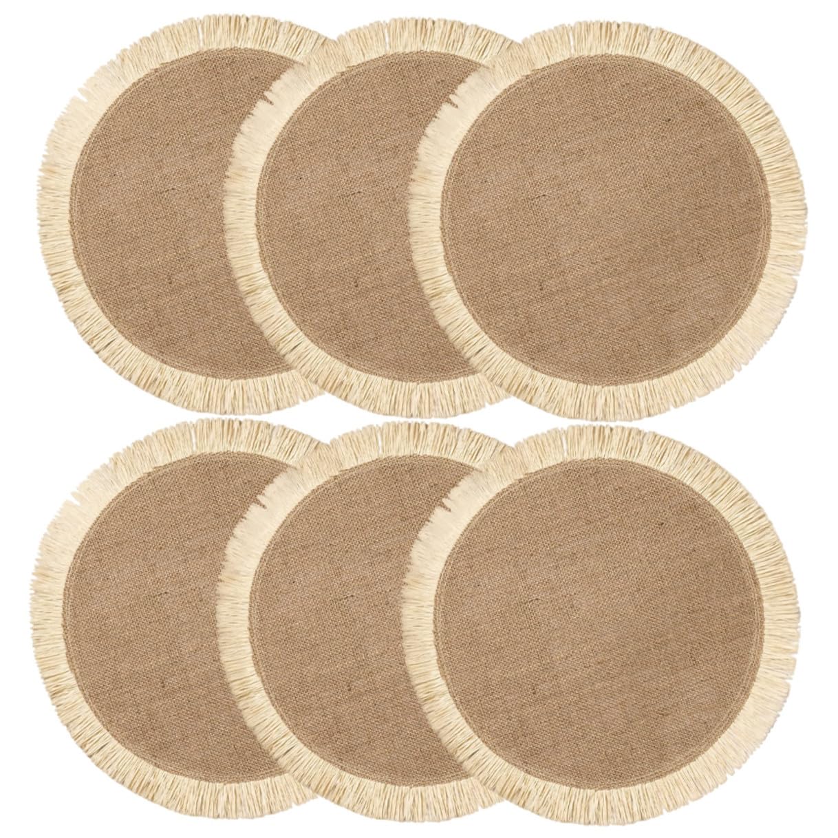 Set de table rond tressé blanc SHINEOFI de 6 pièces isolantes pour la décoration de cuisine