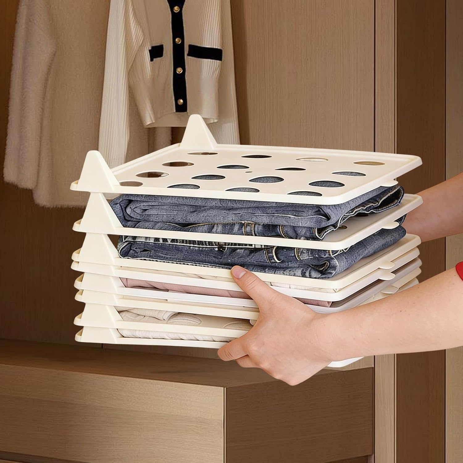 Shelf Dividers Closet Organizers, 32x26cm 5-piece PP Bedroom Storage Boards, Cabinet Separation, Wardrobe Tidying, Clothing Sorting, Rack Home