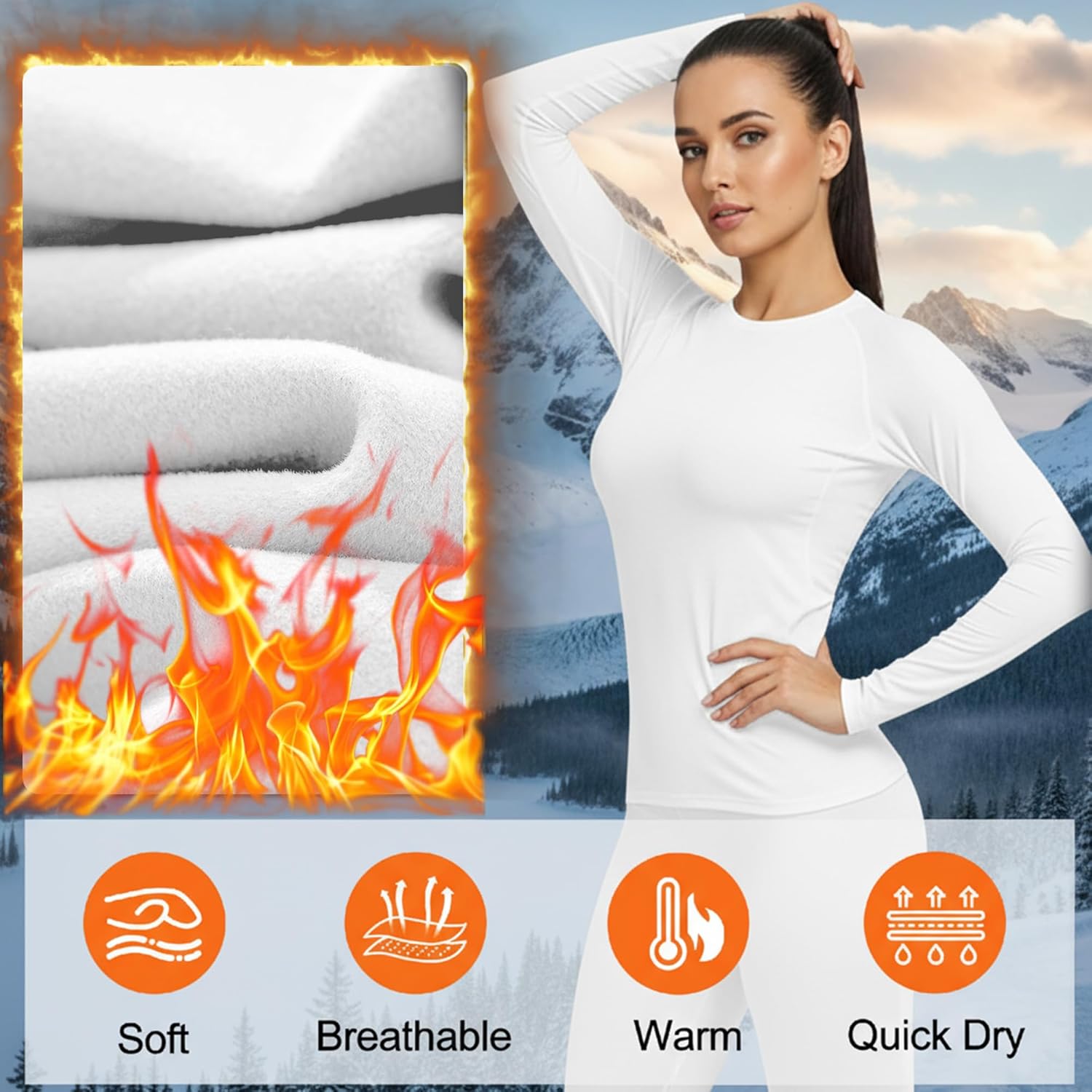 Coume 4 Pack Women Thermal Compression Shirts Fleece Lined Athletic Tops Long Sleeve Workout Base Layer Slim Fit Winter Tops - Image 5