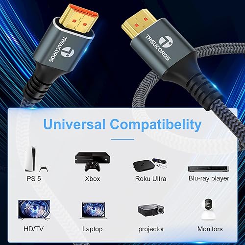Miniatura 2 de Cable HDMI 8K 4K de 10 pies, cable HDMI trenzado de alta velocidad a HDMI 2.1 compatible con 8K 60Hz, 4K 120Hz 144Hz 48Gbps compatible con Roku