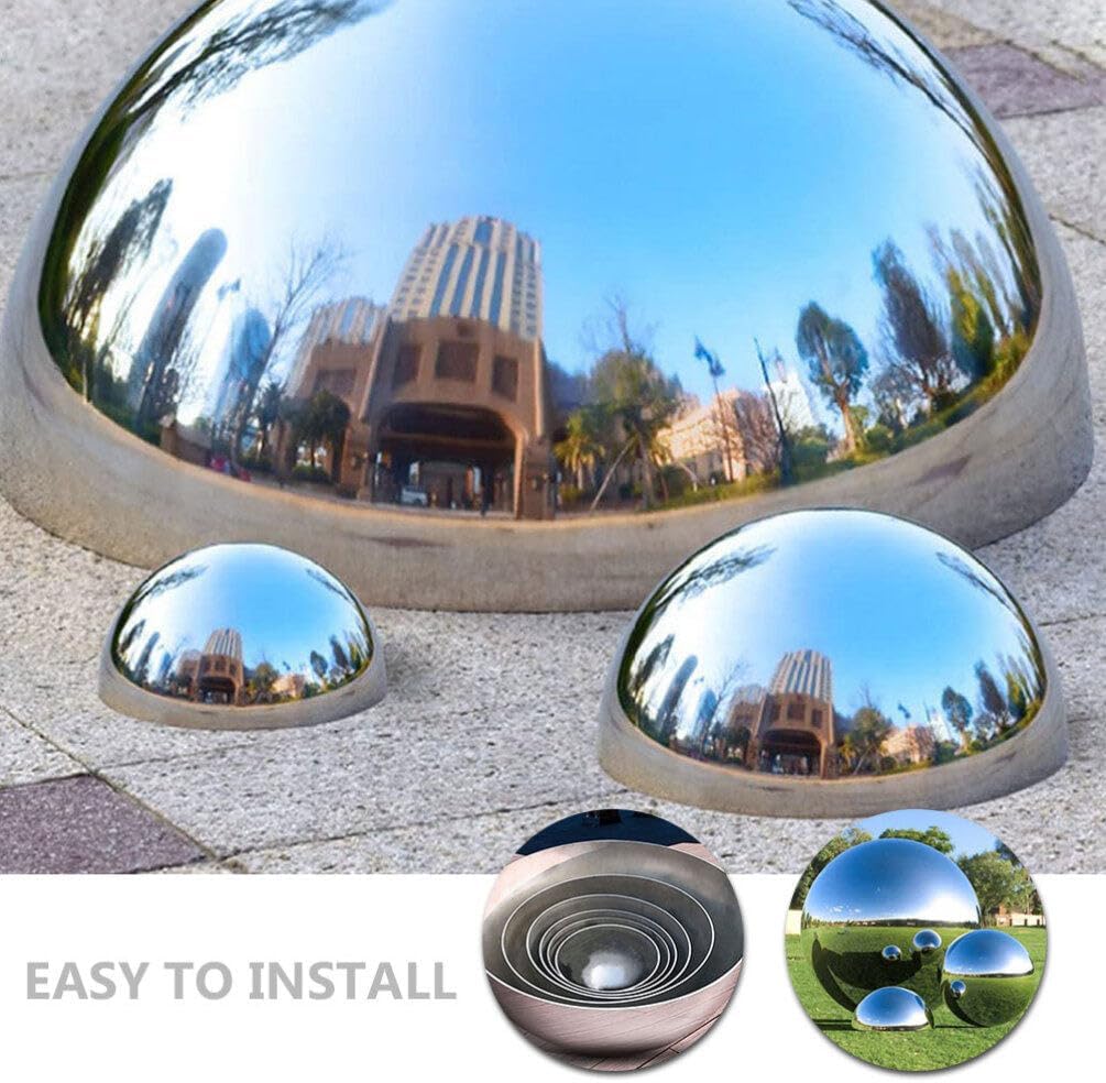 Gazing Balls 4pcs Hollow Floating Mirror Reflective Hemispheres Stainless Steel Polished Hemispherical Balls Garden Decorative Sphere for Home Pond Outdoor Decor