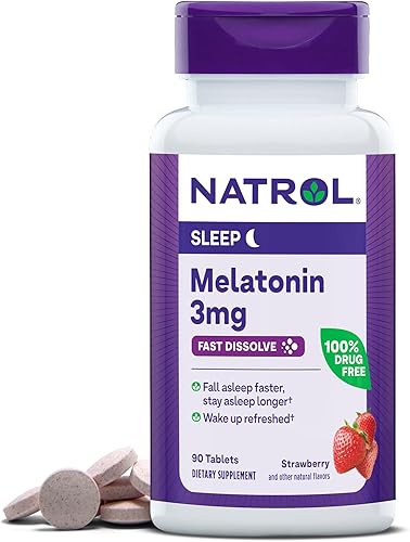 Miniatura 5 de Natrol Melatonina 3 mg de fresa de disolución rápida, 150 comprimidos, suministro para 150 días y 90 tabletas para 90 días de suministro para dormir