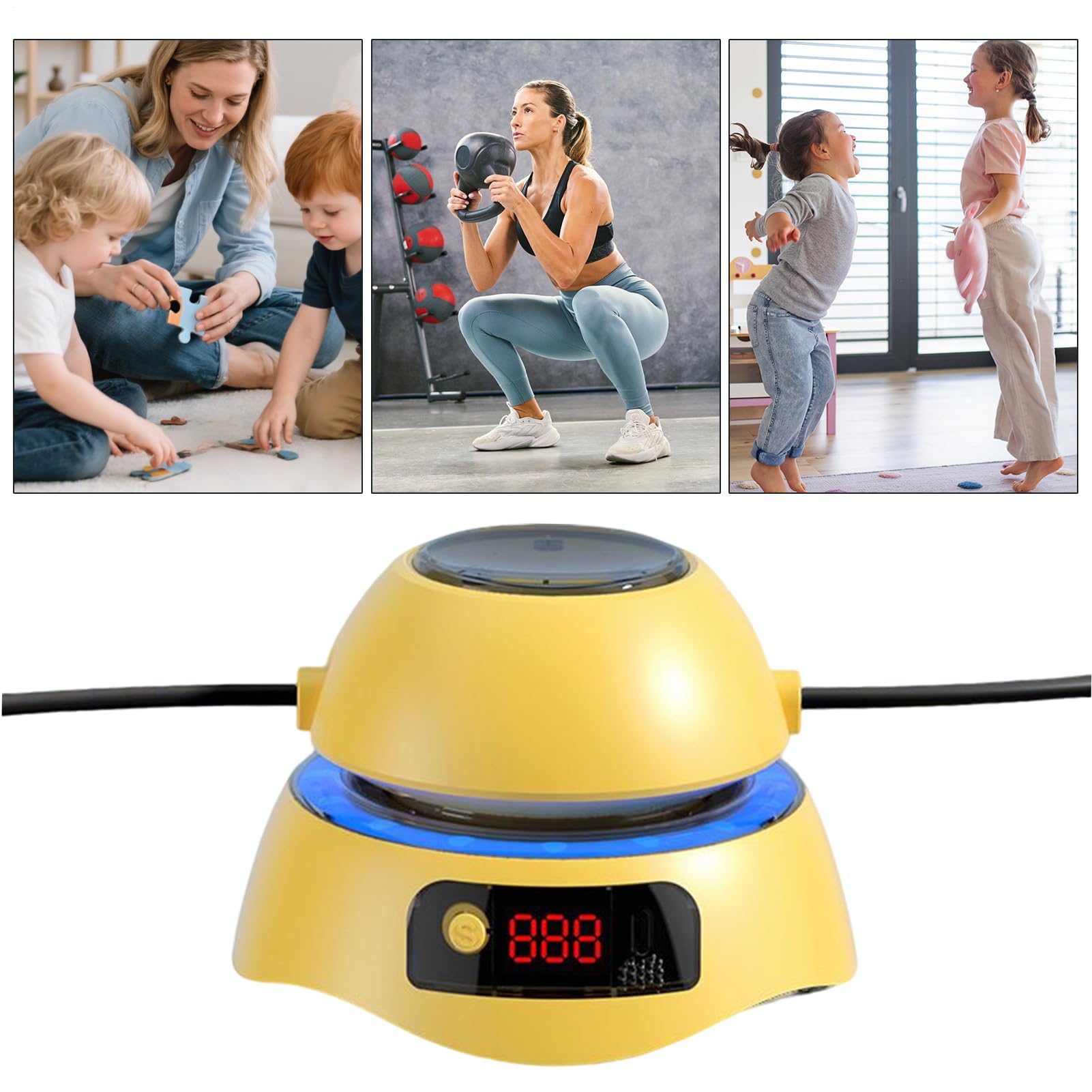 Springseilmaschine 1-10 Geschwindigkeitsstufen Farblicht Springausrüstung | Elektronisches Springseil mit Fernbedienung für Zuhause, Erwachsene, Kinder, Männer, Frauen, Sport, Outdoor, Training