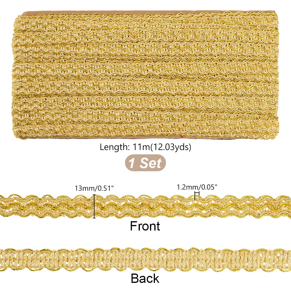 AHANDMAKER 12 Yards Gold Gimp Braid Trim, 1/2 Inch Metallic Braid