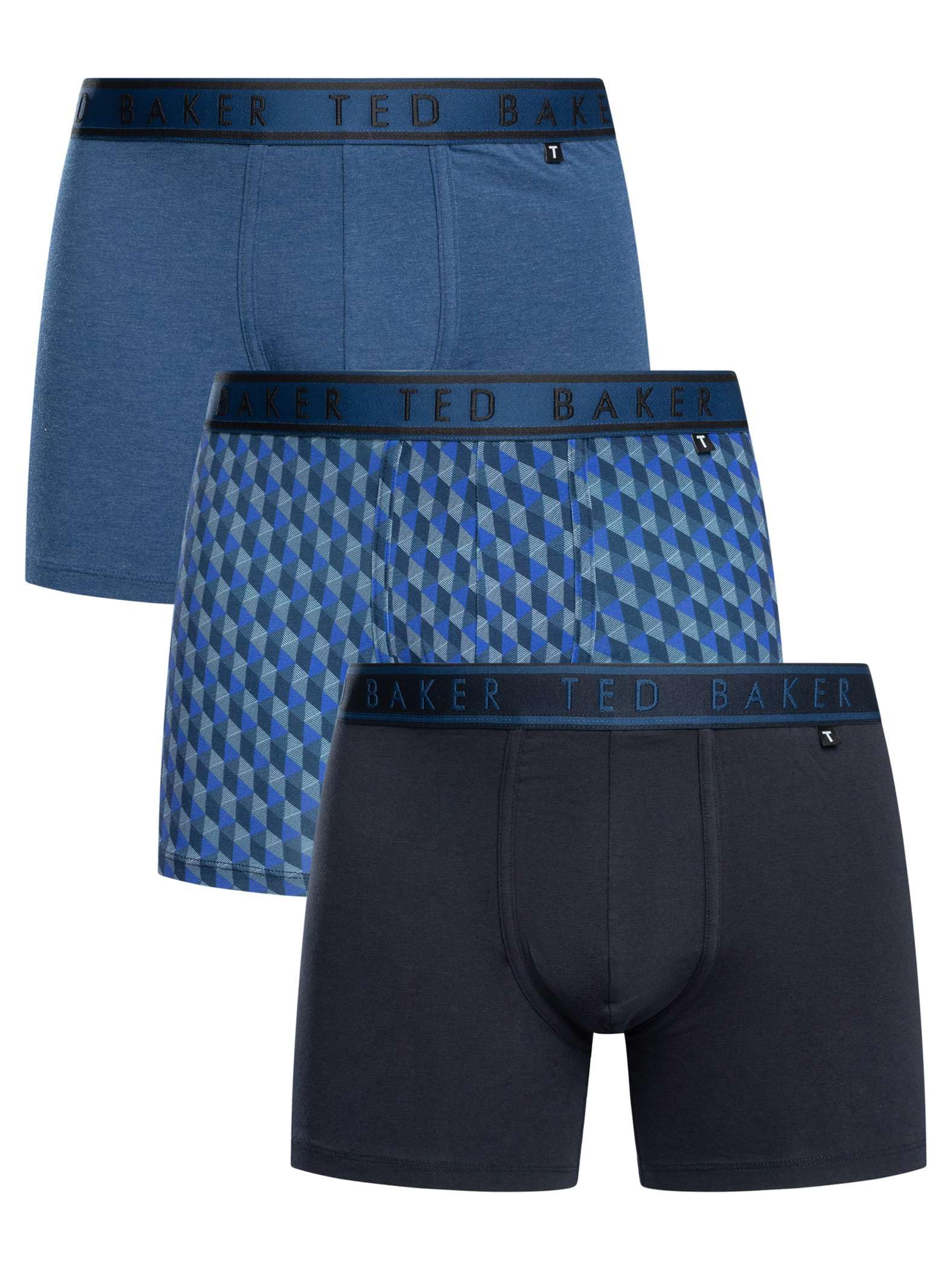 Ted Baker Men's Blue 3-Pack Geo Print Boxer Briefs, /Navy - M