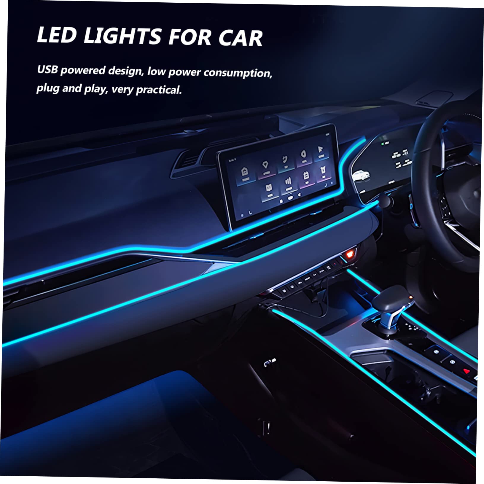 OUNONA 3pièces Éclairage Ambiance Intérieur De Voiture à LED Flexible Et Trimmable Lumière Décorative USB Atmosphère Romantique Et Relaxante pour Conduite Nocturne