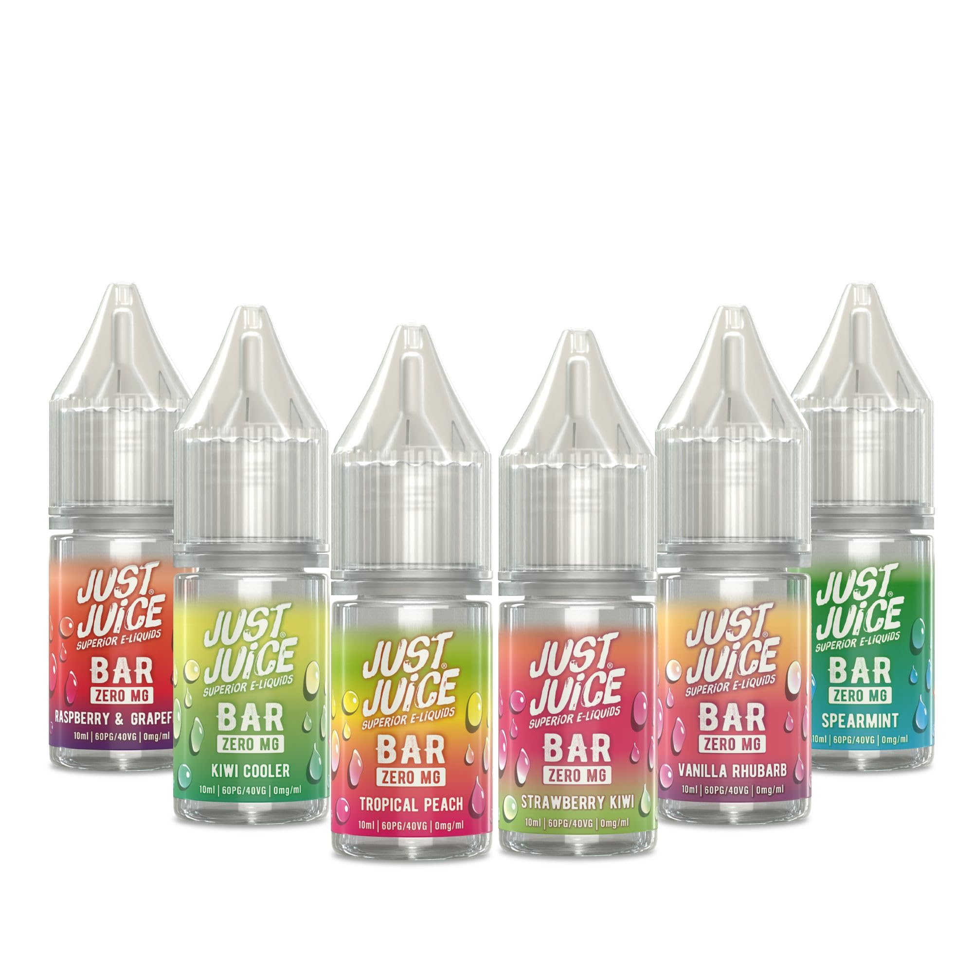 Just Juice Superior E-Liquids Bar Saltfill Vape Liquid Variety Sample Pack - 6 Fruit & Mint Flavours - 6 x 10ml Bottles, 60/40 0mg e-Liquid, Nicotine Free