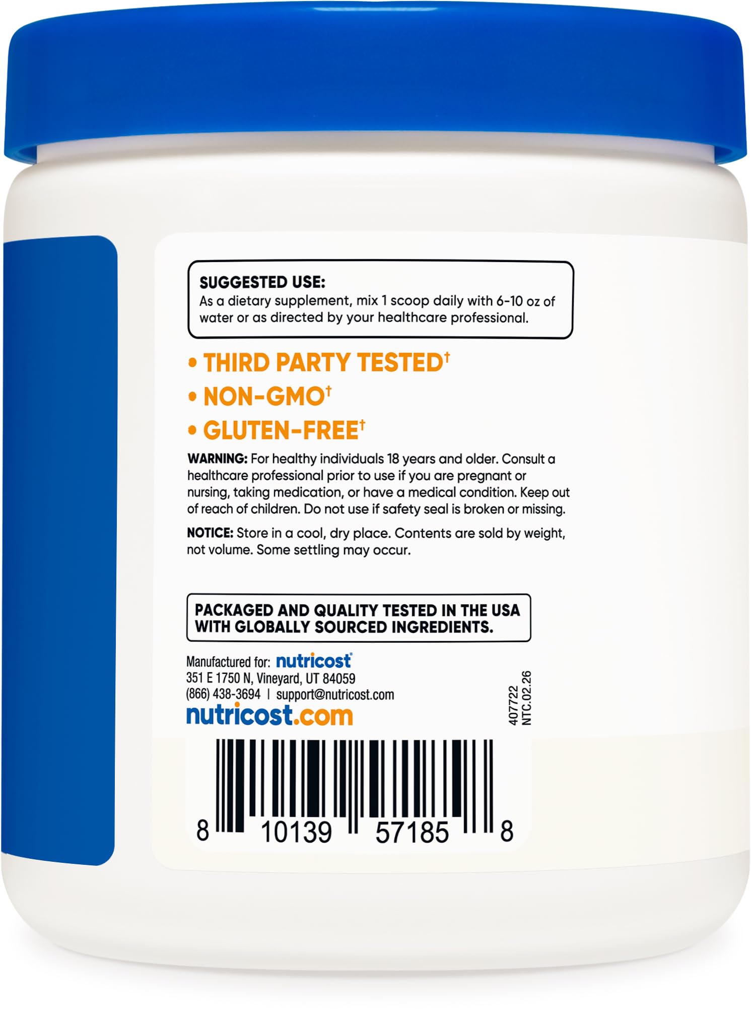 Nutricost Pure Ascorbic Acid Powder (1LB) Unflavored, Vitamin C Powder — Amazon image 4