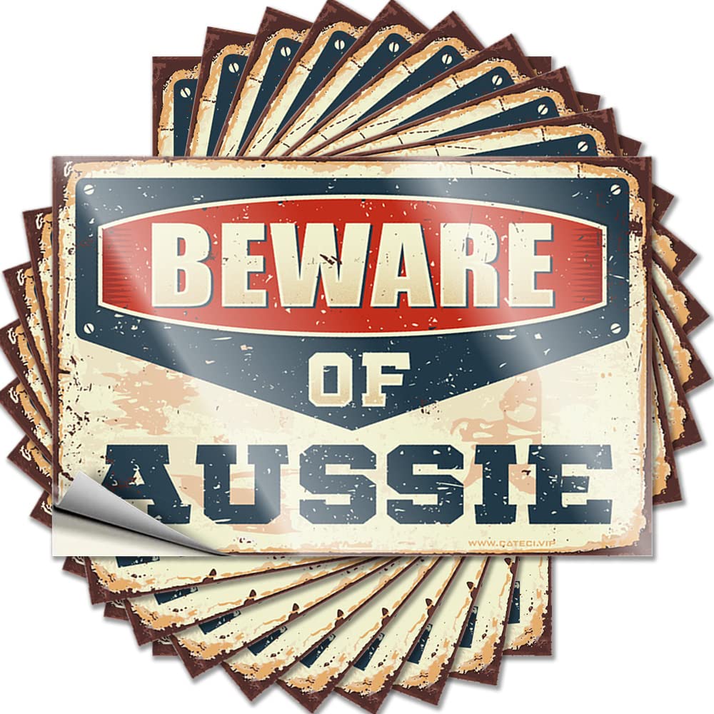 Car Window Stickers Beware of Aussie Funny Sticker 10 Pcs Car Decal Stickers Funny Signs for Man Cave(6X9CM)