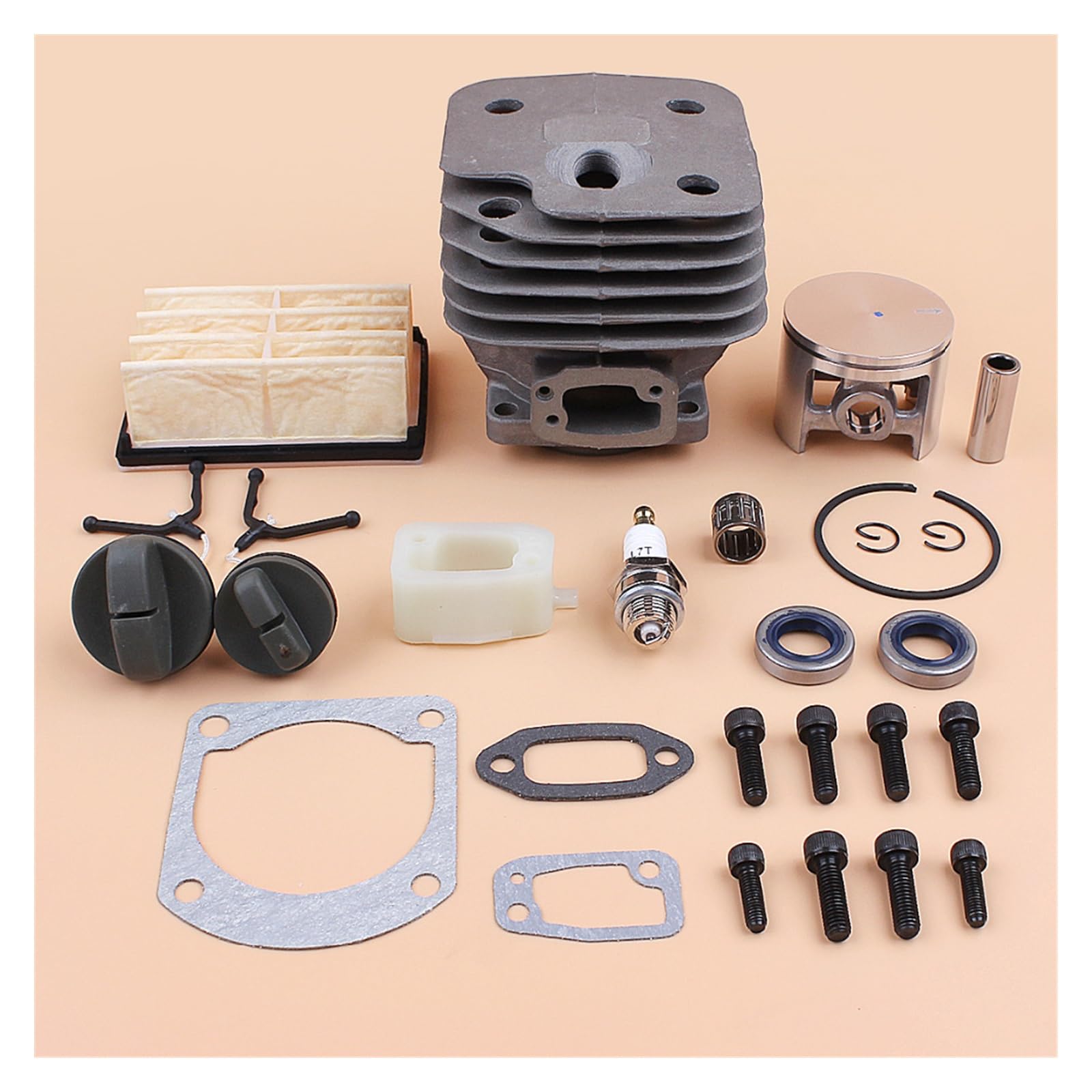 Kit de tapas de filtro de aire de tornillos de escape de pistón de cilindro de 52mm for reemplazo de motosierra de gasolina H 268 272 XP 272XP