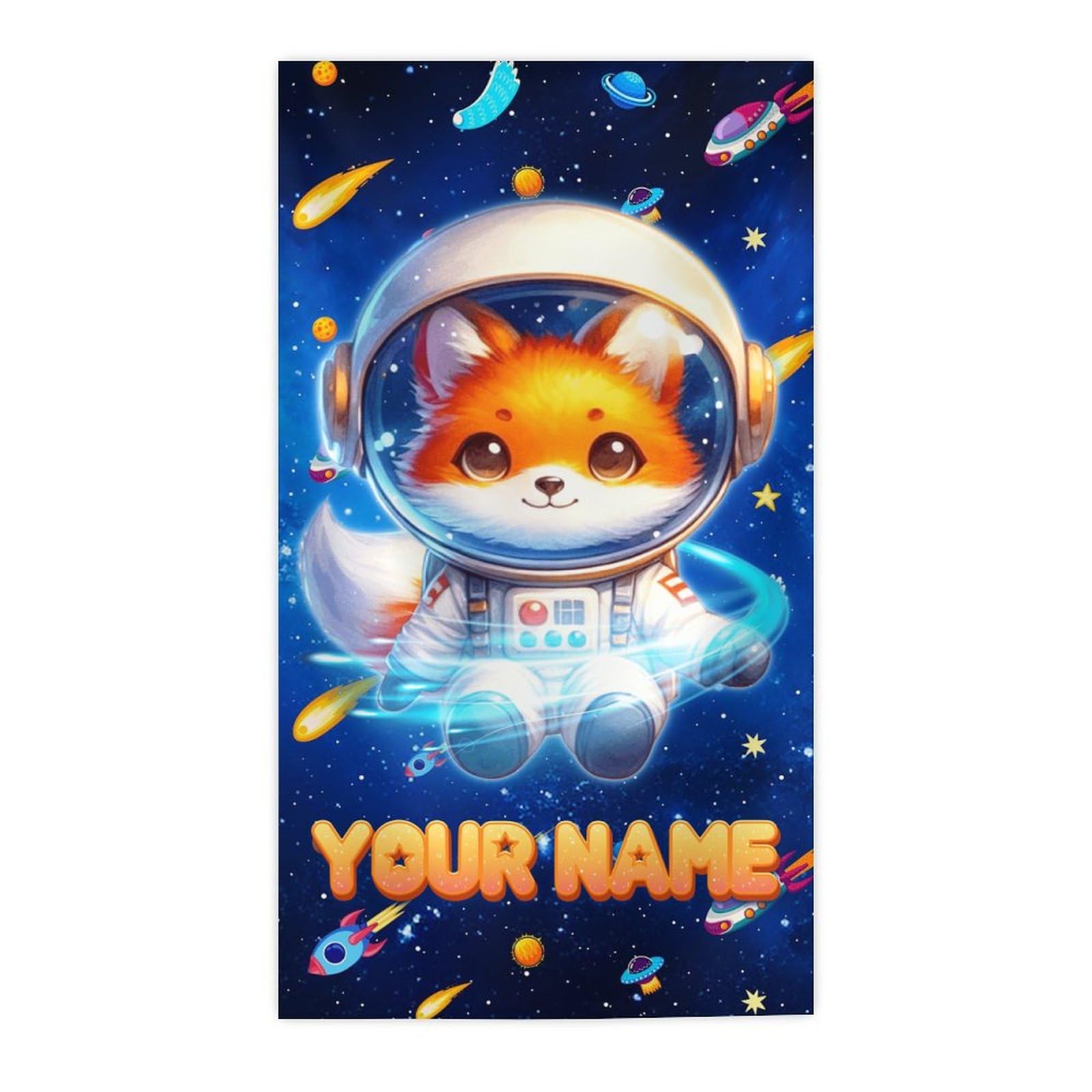 Personalized Beach Towels for Kids - Fox Towel for Girls Boys - Quick Dry Sand-Resistant Microfiber - Custom Beach Gifts with Name - 2 Sizes for