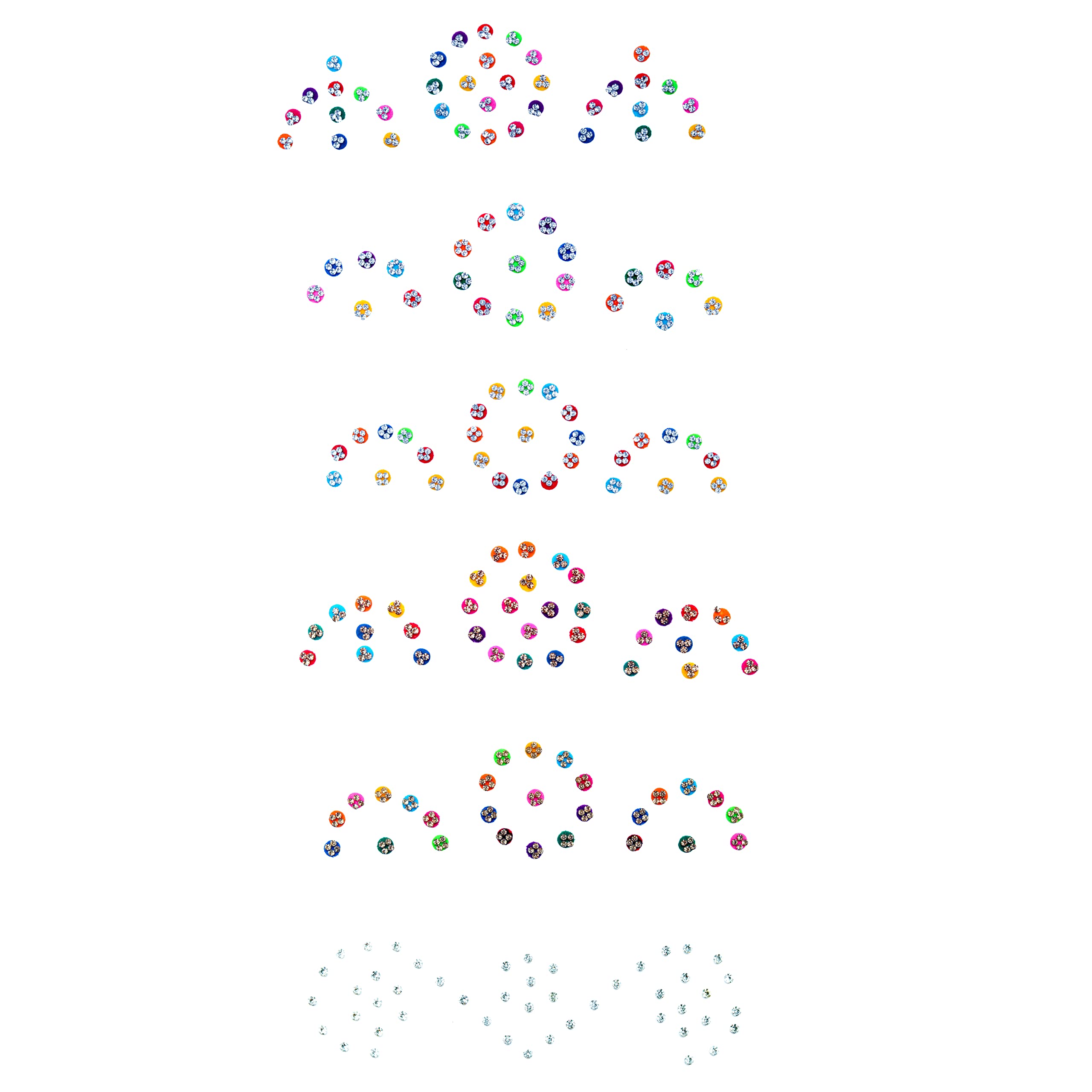 Aditri Creation Bindi Pack of 6 Crystal Indian Bindis for Forhead Designer Bindi face Jewel Forehead Tika Multicolored Stickers Round Stone Bindi Women New Year Gifts