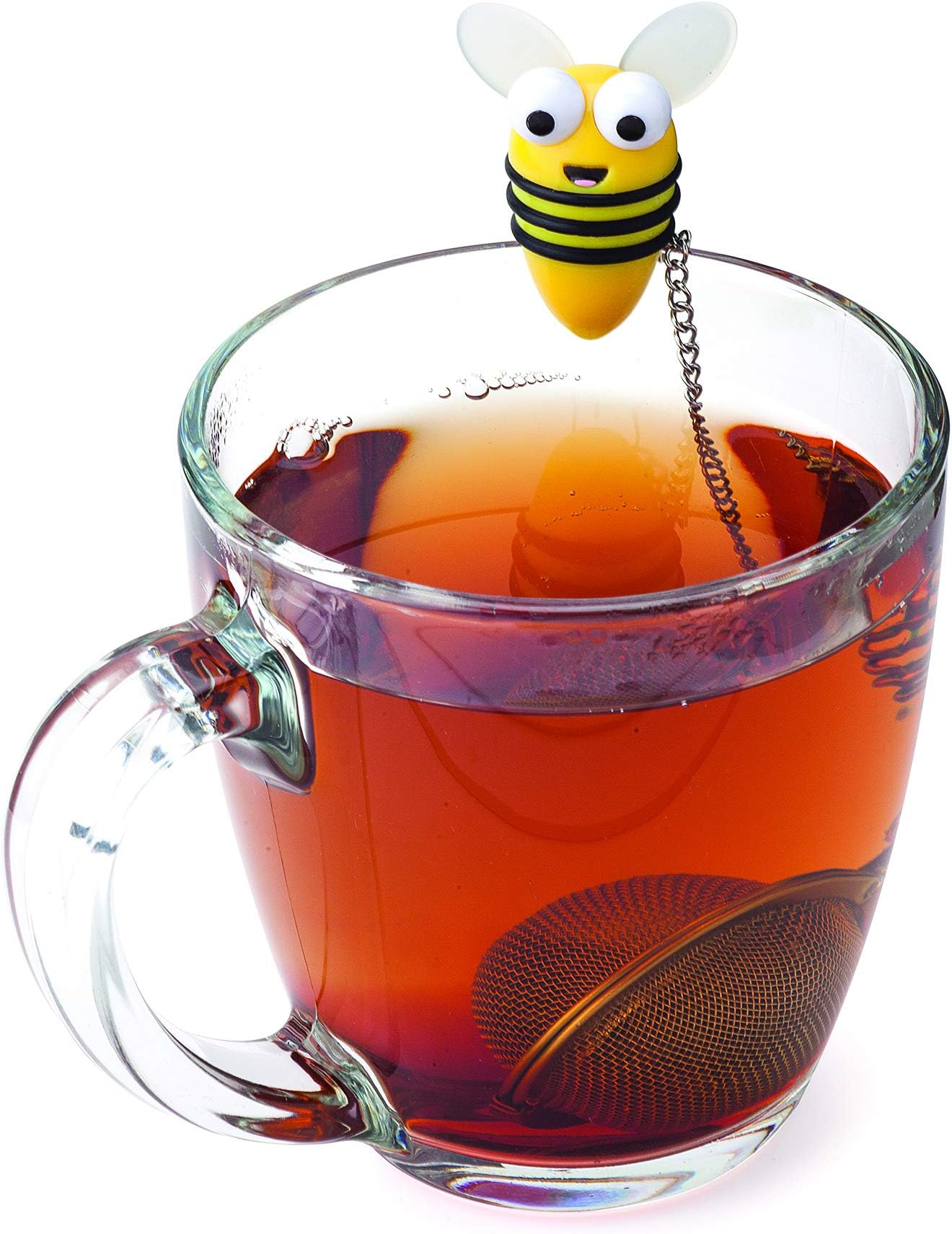 Joie Bumble Bee Tea Infuser, Loose Leaf Tea Strainer with Stainless Steel Mesh and Hanging Bee Design, BPA-Free, Yellow
