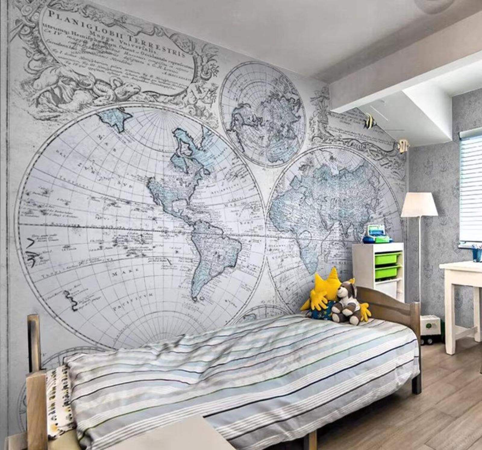 Vintage Nostalgic World Map Office Study 3D Wallpaper Easy Install Feature Office Living Room Sofa Bedroom TV Background Wall Decoration-250cm×170cm