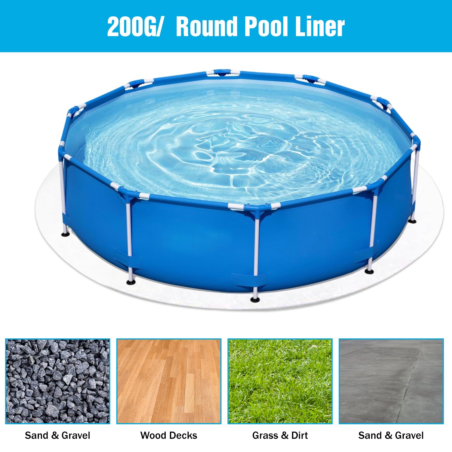 YumSur Tapis de bain à remous gonflable, tapis de sol pour jacuzzi, tapis de protection pour piscine hors sol, tapis de sol pliable, accessoires de piscine portables (rond de 2,5 m)