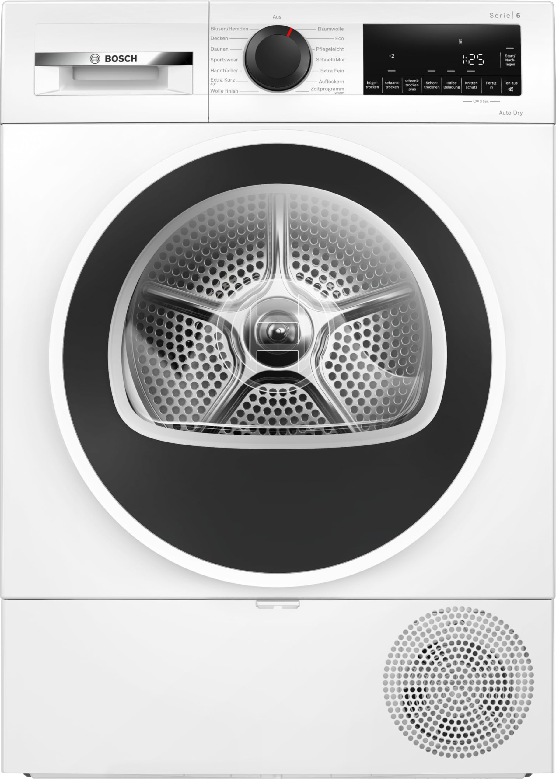 Bosch Secador de bomba de calor WQG241001, serie 6, 9 kg, Autodry, secado rápido 40, función de reposición, sistema de secado sensible, media carga, diseño antivibración, 63 dB, control táctil