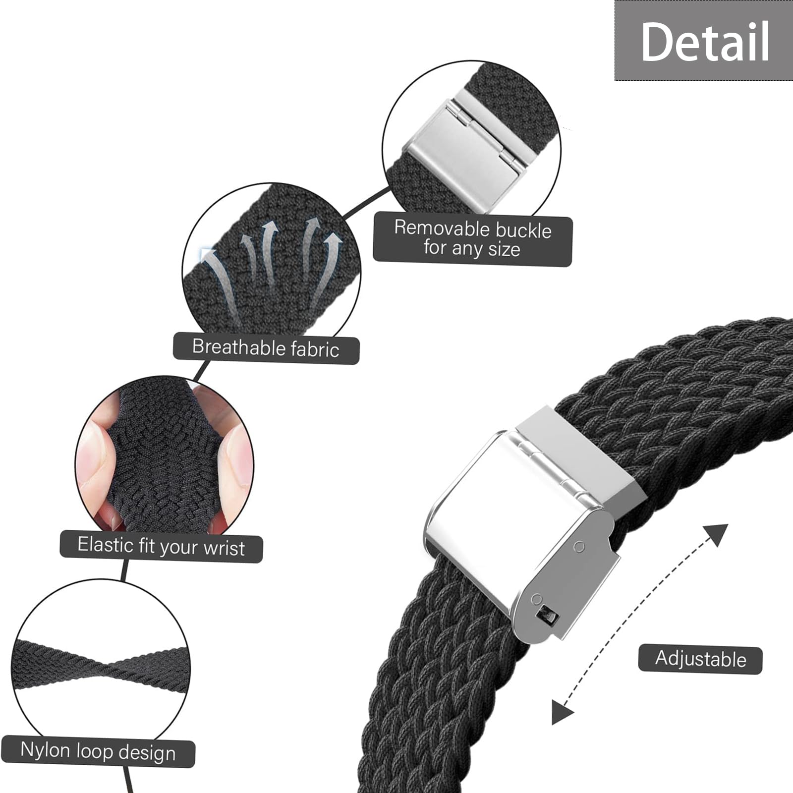 Harikiri Braided Straps Compatible with Xiaomi Mi Band 9/Xiaomi Mi Band 8,Sport Elastic Nylon Replacement Soft Strap for Xiaomi Mi Band 9/Xiaomi Mi Band 8,Women and Men - Image 3