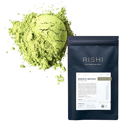 Rishi Tea Barista Matcha - Polvo de té verde matcha japonés orgánico de uso diario para bebidas matcha de calidad de cafetería, caliente o helado