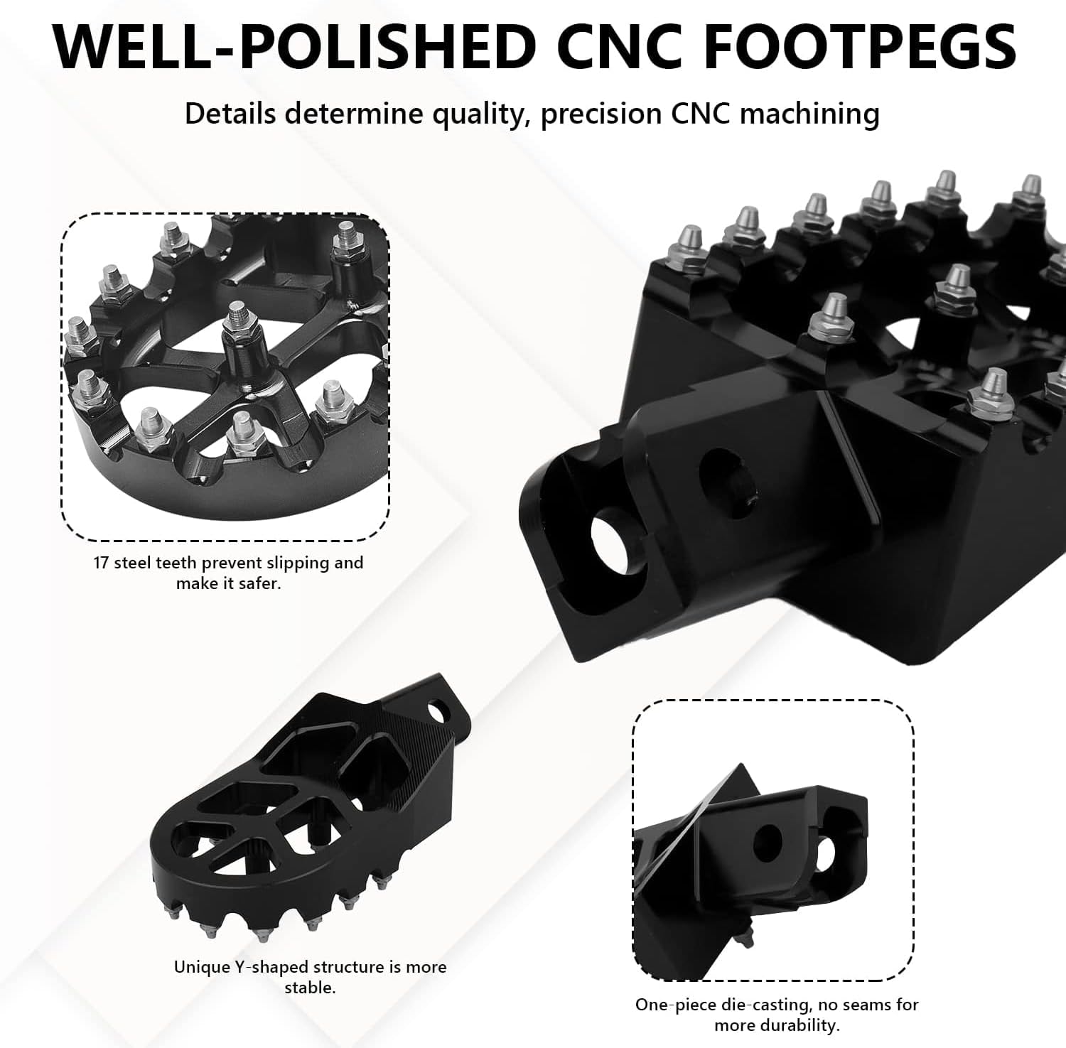 Black Foot Pegs Pedals Footpegs Step for Kawasaki KLX110 2002-2024 & KLX110L 2010-2024 Dirt Pit Bike | Replaces OEM Part 34028-1237/34028-1238