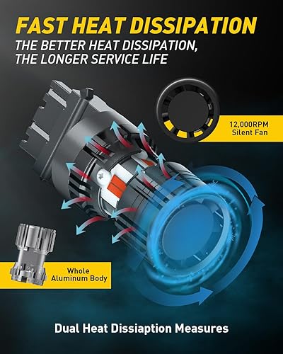 Miniatura 82 de AUXITO CANBUS 7440 Bombillas LED amarillo ámbar 4000 lúmenes para luces intermitentes con resistencia incorporada, antihiperflash 7440NA T20 7441
