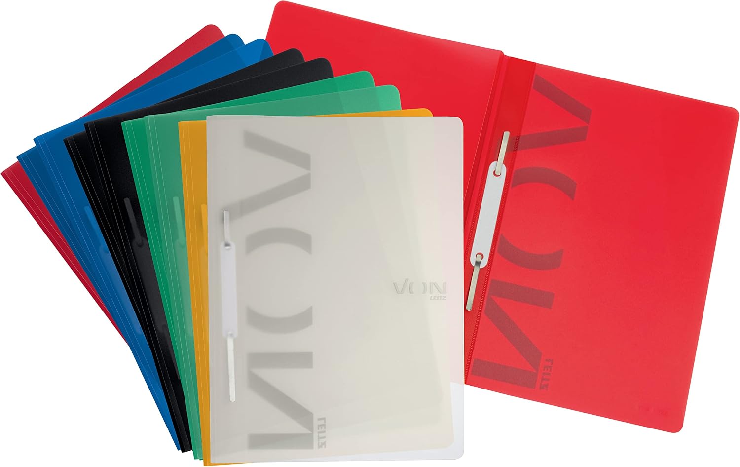 VON Leitz 46792099 Pack of 10 A4 File Folders, Polypropylene Plastic, for 100 Sheets, Lightweight Folder with Soft Cover
