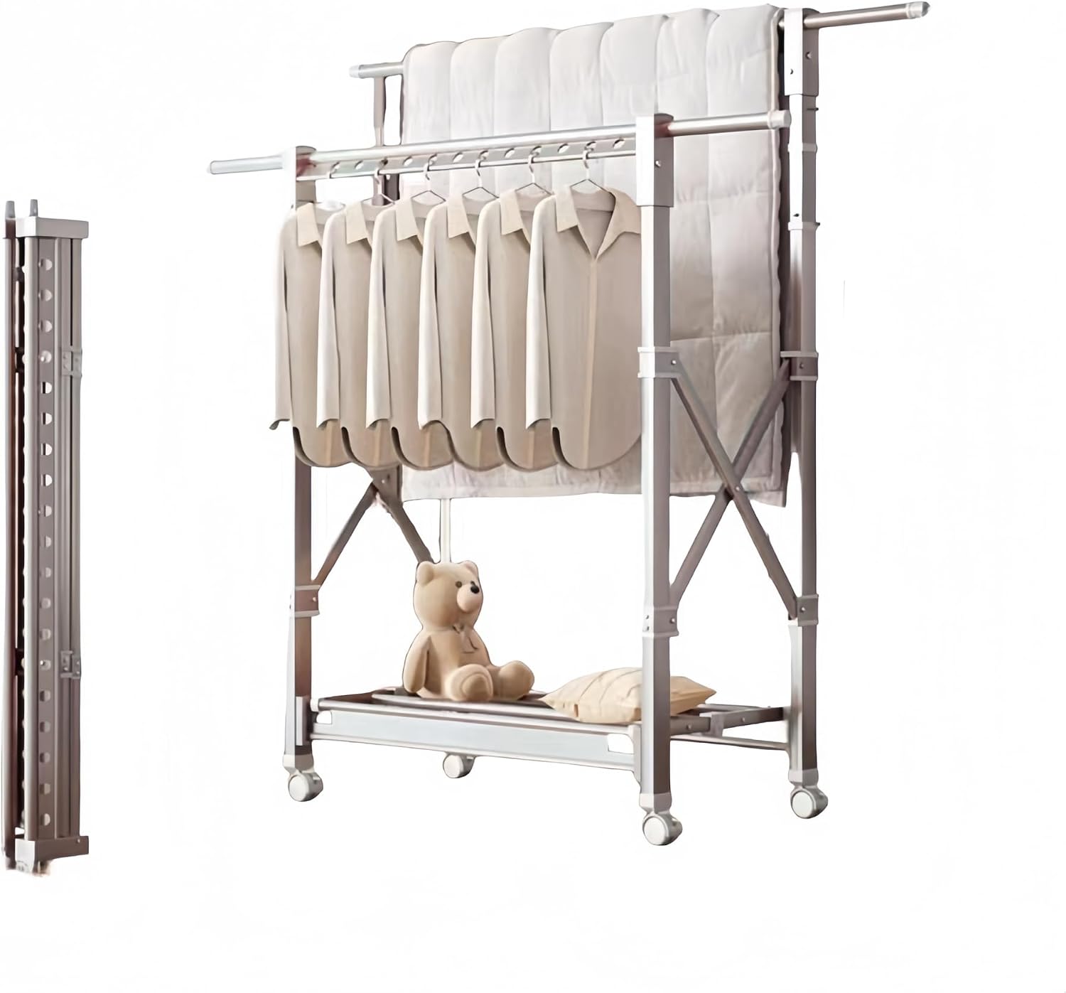 Adjustable Stainless Steel Clothes Drying Rack - Foldable Design for Indoor/Outdoor Use, Non-Slip for Air-Drying Clothes, Sheets, and Socks