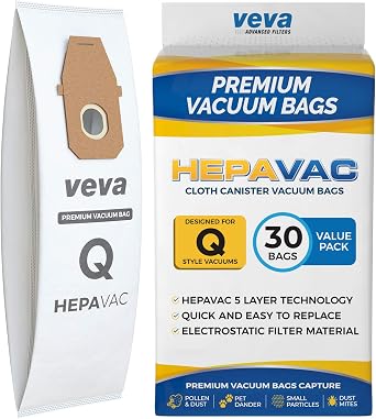 30 Pack HEPA Type Q Vacuum Bags, Compatible with Hoover Upright Vacuum Cleaner Model AH10000, UH30010COM, Premium Cloth Vacuum Bags