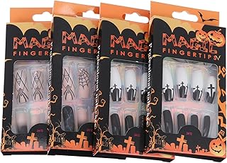 Abaodam 96 Peças Adesivo De Unha Em Formato De Unha De Halloween Adesivos De Decoração De Teia De Aranha Para Unhas Dicas De Arte De Unhas Falsas Adesivo De Envoltório De Unhas DIY
