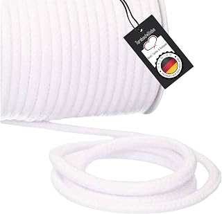 Cordon tressé 100 % coton - Pour sac de gym, pochettes, pantalons, couture - Cordon de bricolage - Plusieurs couleurs et longueurs - Largeur 8 mm (blanc, 3)