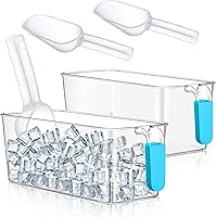 Vista 21 de Havawish Juego de 2 Recipientes para Hielo y Cucharones Flexibles de Plástico para Congelador con Asa Extraíble, Cubo de Almacenamiento Transparente