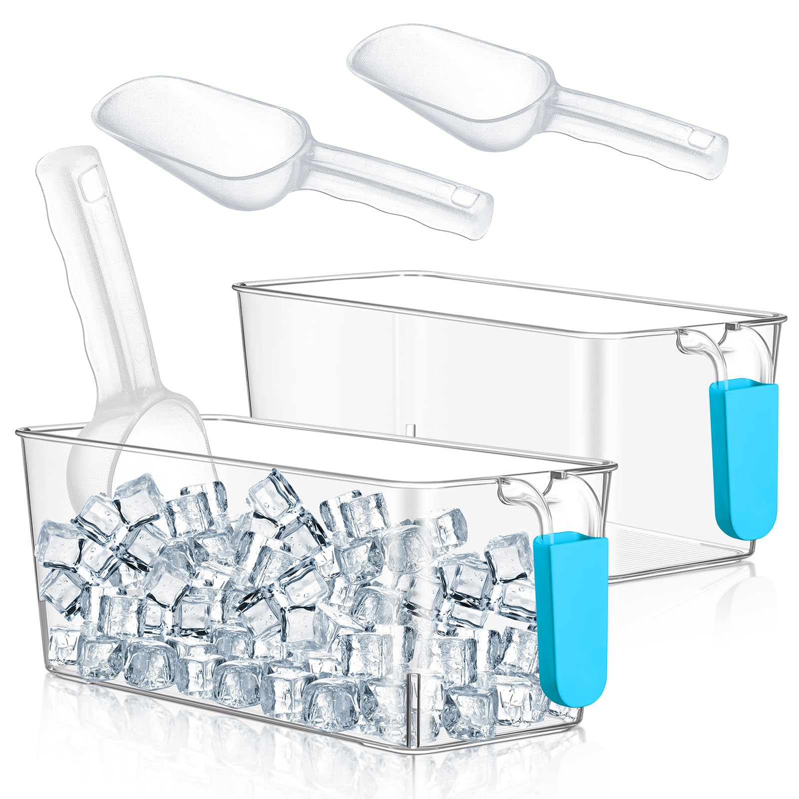 Havawish Ice Storage Bin and Flexible Scoop Set Plastic Freezer Bin