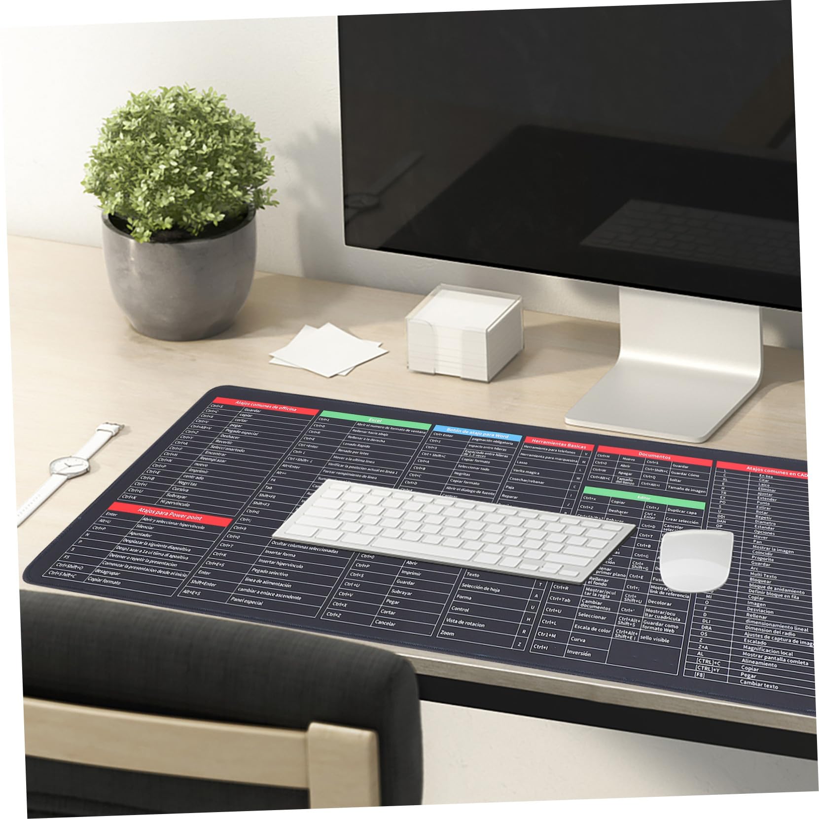 MAGICLULU Mauspad mit Tastenkombinationen 300x800x3mm Gummi Stoff | Excel Spickzettel, Multifunktional und Stabil Platziert, für Arbeit und Spiel, Großes Desktop Pad
