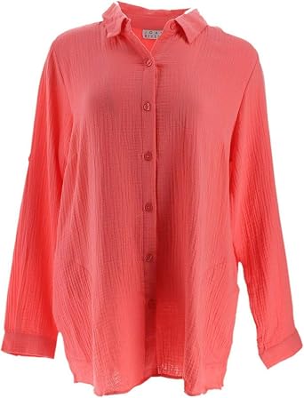 Joan Rivers Crinkle Texture Long-Sleeve 
